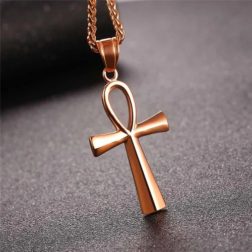 Miniatura 3 de U7 Ankh Necklace for Men Women Stainless Steel Black Color Egyptian Jewelry Ankh Cross Pendant, Africa Necklaces with Chain 22