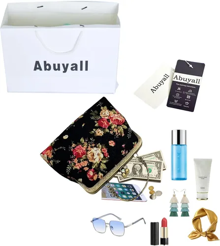 Miniatura 33 de Bolso floral con asa superior, bolso de noche Kiss Lock para mujer, bolso vintage
