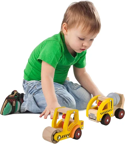 Miniatura 5 de Coche de empuje de madera para bebés de 12 a 18 meses, 2 piezas de vehículos de bebé, auto de empuje manual para niños y niñas de 1 a 2 años