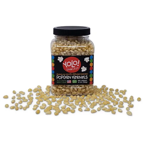 Miniatura 6 de YOLO! Snacks - Granos de palomitas de maíz gourmet blancos prácticamente sin cáscara, granos pequeños, sin OMG, 14 onzas (paquete de 3)