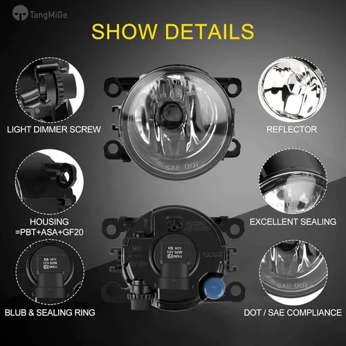 Miniatura 4 de TangMiGe Lámparas antiniebla para Nissan Honda, Ford, Acura, Subaru, Suzuki, Lincoln, Jaguar, accesorios para conducción, luz antiniebla, repuesto