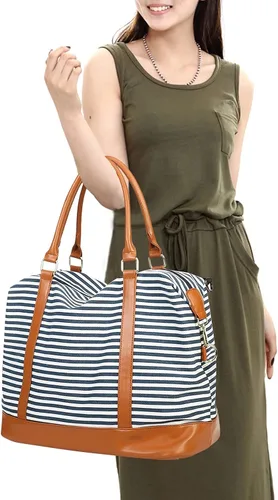 Miniatura 51 de BLUBOON Bolsas de viaje con cremallera, bolsa de lona para mujer, bolsa de fin de semana para mujer, bolsa de lona para llevar en la bolsa de lona