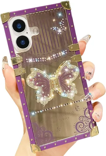 Miniatura 50 de Compatible con Funda Samsung Galaxy S22 Ultra, Diseño de Mariposa Brillante de Lujo con Soporte Plegable Kickstand para Mujeres y Niñas, Funda Rosa