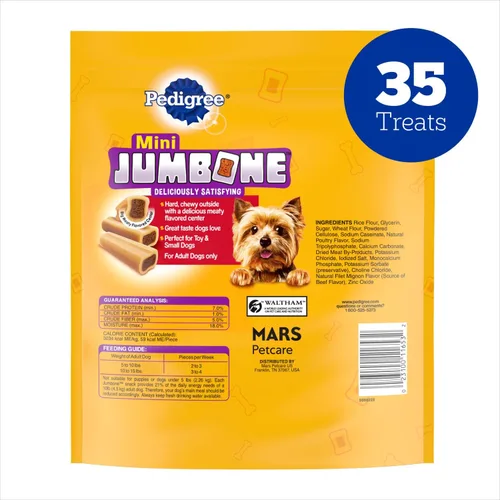 Miniatura 8 de Golosinas Pedigree Mini Jumbone para perros pequeños, sabor a carne vacuna, 35 golosinas (Paquete de 1)