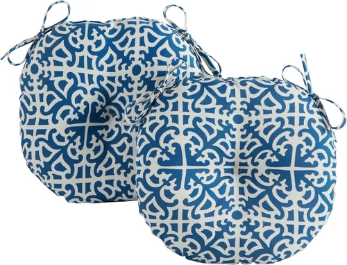 Miniatura 73 de Greendale Home Fashions Cojín redondo para asiento bistro de 15 pulgadas, 2 unidades (paquete de 1), Adobe Stripe