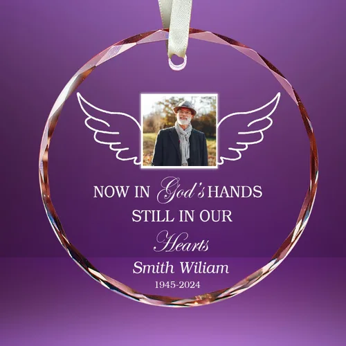 Miniatura 20 de Adorno de cristal conmemorativo personalizado – Pérdida de papá, mamá, tío, regalo de condolencia de condolencia, en memoria amorosa, recuerdo