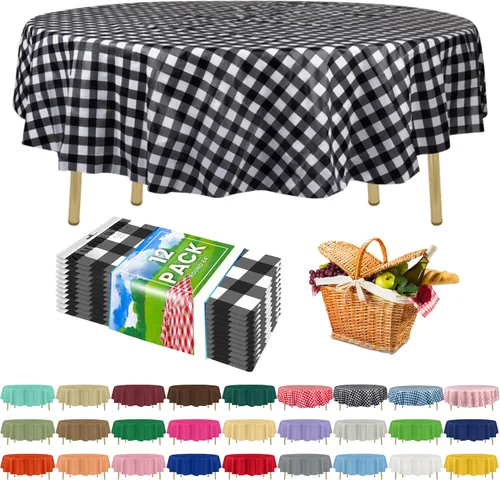 Miniatura 63 de Zimpleware - Mantel redondo de plástico para fiestas de 213 cm (84 pulgadas) de diámetro (paquete de 1, 6 y 12 unidades)