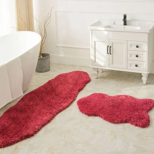 Ashler Runners - Juego de 2 alfombras de baño largas antideslizantes, absorbentes de agua rojas, alfombras de ducha ultra suaves, alfombra de baño