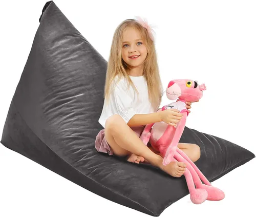Miniatura 10 de Aubliss Funda para puf de almacenamiento de animales de peluche, 50 x 35 pulgadas, puff de terciopelo extra grande para niños y adultos, con Velvet