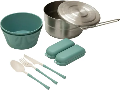 Miniatura 17 de Stansport Juego de utensilios de cocina de acero inoxidable para acampar, kit de anidación duradero para mochileros, senderismo y cocina al aire