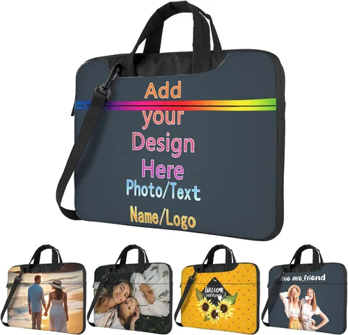 Miniatura 15 de Funda personalizada para laptop personalizada, añade tu foto, texto, maletines para portátil Púrpura2