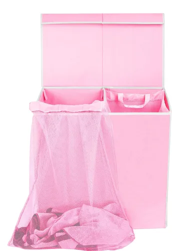 Miniatura 5 de Simple Houseware - Cesta doble para la ropa sucia, con tapa y bolsas extraíbles, Rosa
