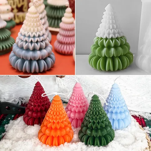 Miniatura 7 de Moldes de silicona para velas de árbol 3D, moldes de silicona para árbol de Navidad de origami para fundición de resina epoxi, vela de arcilla