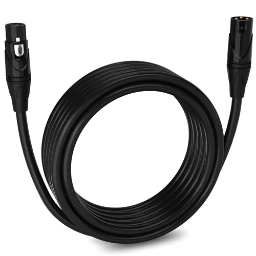 Miniatura 137 de LyxPro Cable de micrófono XLR hembra a macho de ángulo recto de 3 pines de 1.5 pies para altavoces amplificados, interfaz de audio, rendimiento