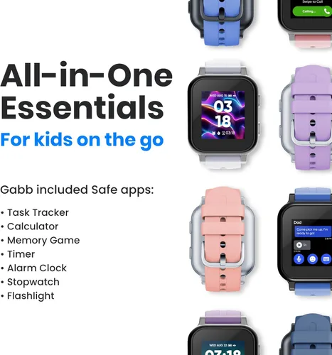 Miniatura 5 de Gabb Watch 3e - Reloj inteligente para niños, rastreador GPS, sin redes sociales ni Internet, teléfono para niños de 5 a 12 años, botón SOS, Gris