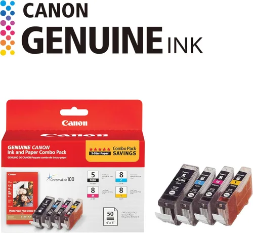 Miniatura 2 de Canon Tinta CMY PGI-5/CLI-8 con PP-201 (50 hojas) Paquete combinado (0628B027AA)