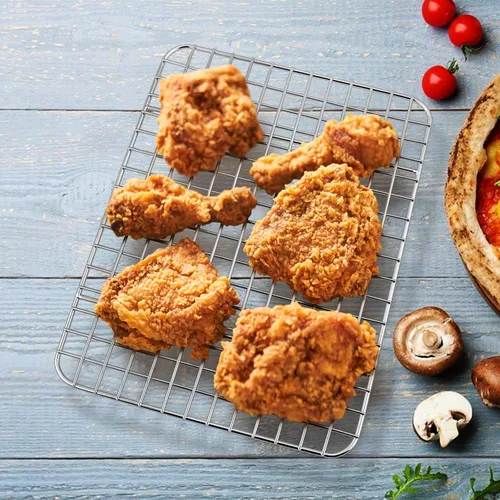 Miniatura 5 de E-far - Juego de 2 estantes pequeños de enfriamiento para hornear, de acero inoxidable, tostador, horno para cocinar, asar a la parrilla, carne, 8.6