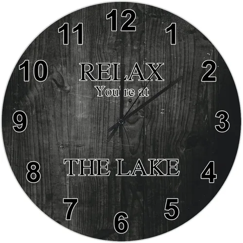 Miniatura 52 de UFunhome Reloj de pared de granja Lake Relax You're at The Lake Silent Non-Ticking Vintage Country reloj de grano de madera a pilas para el hogar