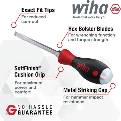Miniatura 8 de Wiha 53082 - Juego de destornilladores ranurados y Phillips de 2 piezas SoftFinish XHeavy Duty
