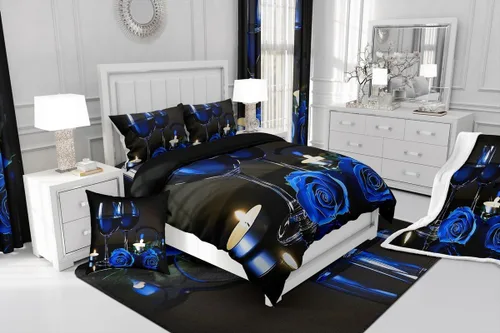 Miniatura 8 de Juego de edredón de videojuegos para niños y adolescentes, juego de ropa de cama de videojuegos azul y negro, ropa de cama para decoración del hogar