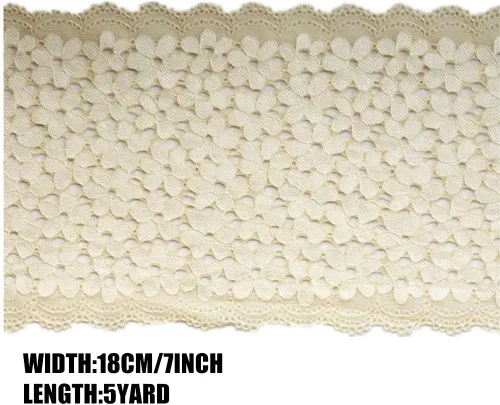Miniatura 2 de Cinta de encaje floral de 5 yardas, tela bordada elástica de encaje de tul para accesorios para el cabello, manualidades, decoración de fiesta