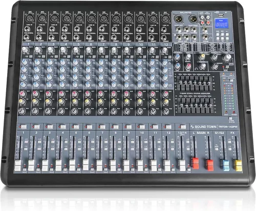 Miniatura 5 de Sound Town Mezclador de audio profesional de 12 canales con interfaz USB, grabación, EQ, Bluetooth, DSP y 48V Phantom (TRITON-A12BD)