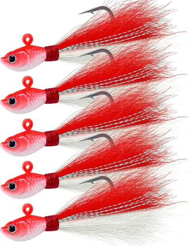 Miniatura 11 de Alwonder Paquete de 5 plantillas de cola de cubo para el cabello, señuelos de pesca de agua salada, pesca de agua dulce, señuelos de pesca de surf