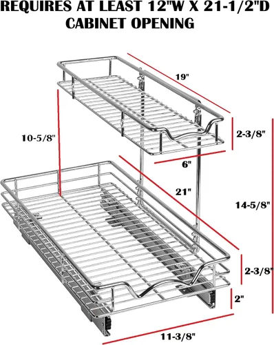 Miniatura 2 de HOLDN' STORAGE Organizadores y almacenamiento de dos niveles para debajo del fregadero, organizador de gabinete deslizante con cajones deslizantes