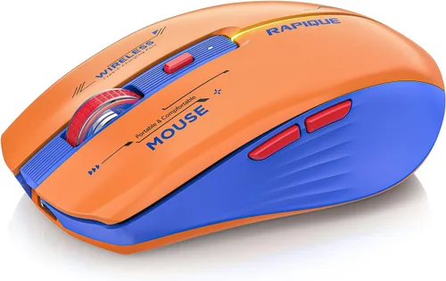 Miniatura 16 de RAPIQUE Ratón inalámbrico Bluetooth, recargable silencioso multidispositivo para computadora (modo tri: BT1/2+2.4Ghz) con receptor USB, ratón
