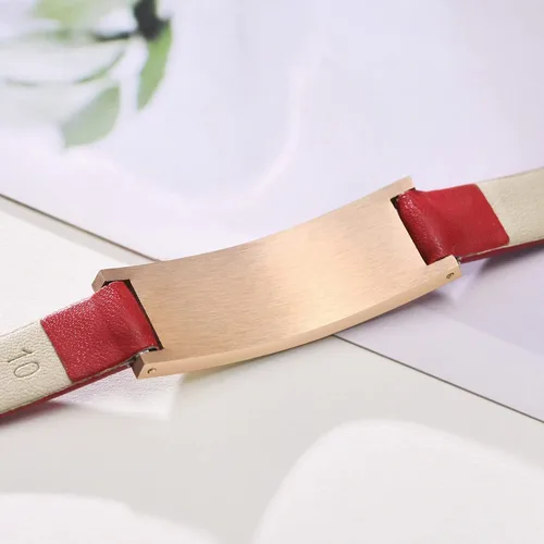 Miniatura 55 de MPRAINBOW Pulsera de alerta médica personalizada para mujer, correa de reloj de cuero genuino, grabado de doble cara, diabetes, epilepsia, joyería