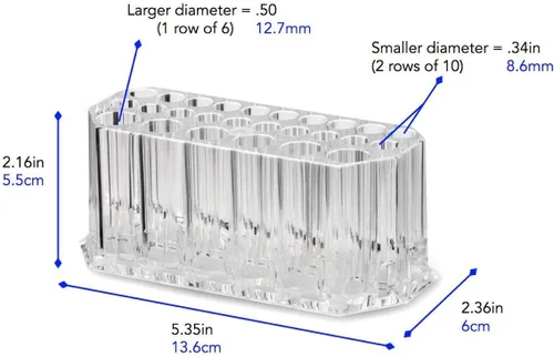 Miniatura 4 de Organizador de delineador de ojos acrílico y organizador de delineadores de labios 26 espacio de almacenamiento 20 estándar 6 Jumbo lápiz cosmético