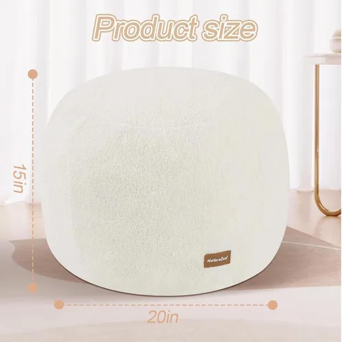 Miniatura 3 de MeMoreCool Puf Otomano Redondo Relleno Reposapiés, Puf de Piso Reposapiés con Relleno de Trozos de Espuma Suave, Otomano Redondo Pequeño Reposapiés