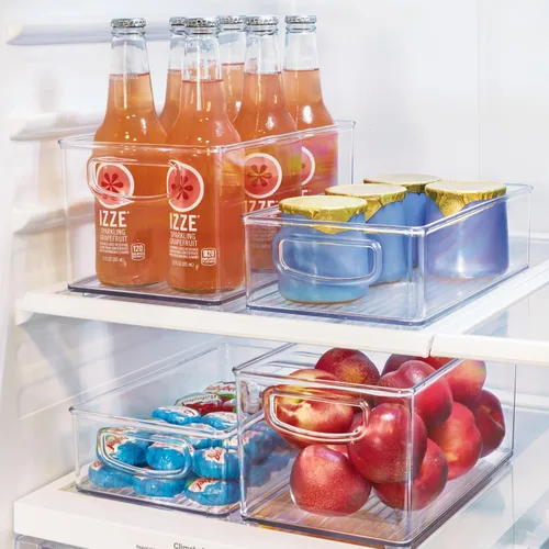 Miniatura 3 de InterDesign iDesign - Contenedor organizador de plástico para refrigerador y congelador con asas integradas, 10 x 5 x 6 pulgadas, transparente