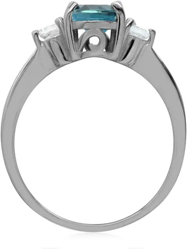 Miniatura 3 de Silvershake Anillo de compromiso de plata de ley 925 chapada en oro blanco o amarillo con forma ovalada de 0.315 x 0.236 in para mujer