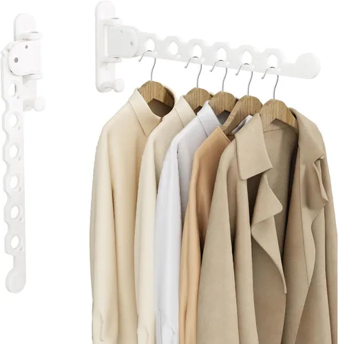 Miniatura 13 de Perchero de Ropa Plegable y Retráctil, Perchero de Secado de Ropa para Montar en Pared para Interior, Perchero de Ropa Ahorrador de Espacio