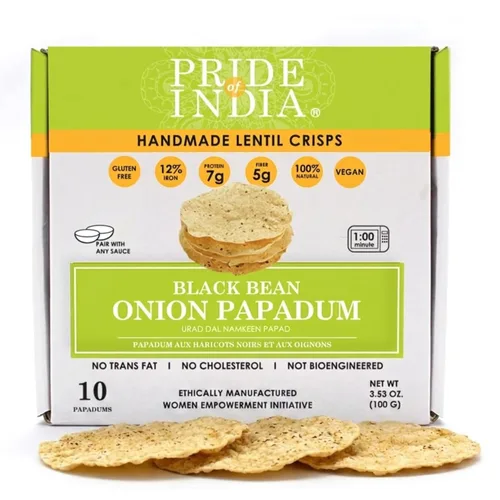 Miniatura 2 de Pride of India Paquete variado de papadum de sabores surtidos – 60 unidades, paquete de 6 (21 onzas/21.16 oz) Patatas fritas de lentejas lisas