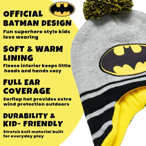 Miniatura 19 de DC Comics Conjunto de 2 pares de guantes o manoplas de invierno de Batman para niños (niños pequeños)