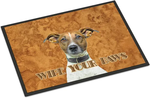 Caroline's Treasures KJ1218MAT Jack Russell Terrier Wipe Your Paws - Tapete para puerta delantera, 18 x 27 pulgadas, para interiores y exteriores,