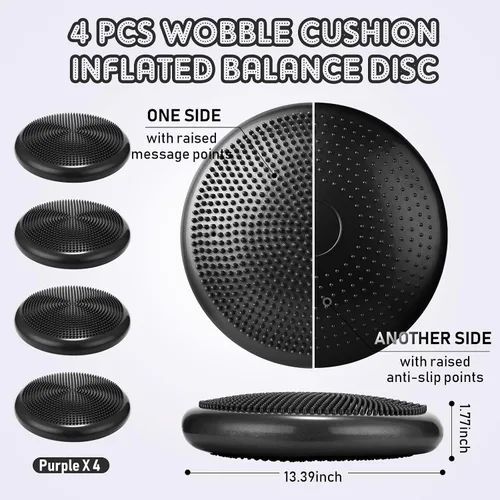 Miniatura 2 de Jerify 4 Piezas Cojín de Equilibrio Inflable Flexible para Asiento Oscilante, Almohadilla de Equilibrio de Estabilidad, Disco de Equilibrio, Asiento