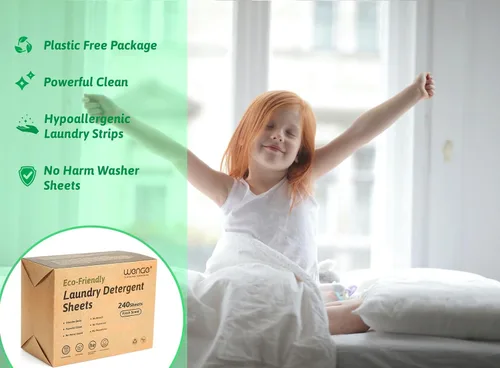 Miniatura 3 de Wenge Sábanas de detergente para ropa ecológicas, 240 unidades, sin jarra de plástico, tecnología sin líquidos, hipoalergénicas para el hogar