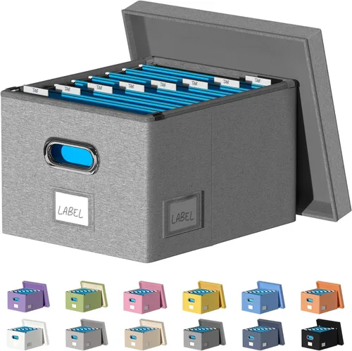 Organizador de archivos, caja de almacenamiento plegable para oficina, caja de archivos con tapas, organizador de documentos para oficina y hogar,