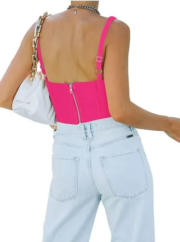 Miniatura 2 de REORIA - Camiseta corta sin mangas con cuello cuadrado sexy para mujer