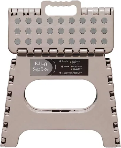 Miniatura 8 de Taburete plegable antideslizante, lo suficientemente resistente y seguro, soporta hasta 300 libras, taburete de 11 pulgadas para adultos o niños