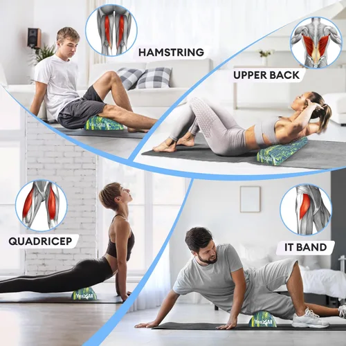 Miniatura 5 de Yes4All Rodillo de espuma firme de EVA para estiramiento, medio rodillo de espalda de yoga para masaje muscular para pilates, yoga, equilibrio y 12