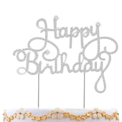Miniatura 11 de Decoraciones de 60 cumpleaños para mujer, decoración para pastel de 60 años, decoración de pastel de 60 cumpleaños con diamantes de imitación 60