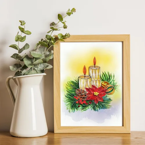 Miniatura 3 de Tarjeta de Navidad con velas, tarjeta de felicitación de flores de Navidad, para mamá, papá, abuela, amigo, jefe, compañero de trabajo