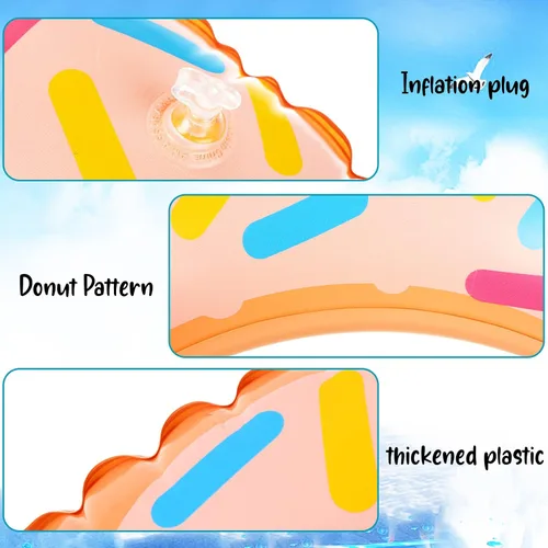 Miniatura 3 de Leitee Dona inflable para niños de 21.7 pulgadas con forma de dona, flotadores para piscina, tubo de natación inflable, anillo de natación