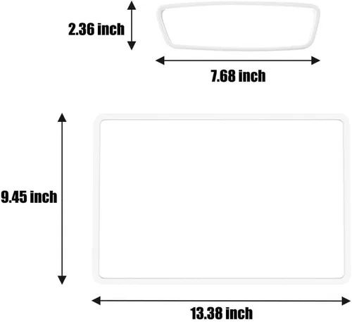 Miniatura 7 de 2 piezas marcos protectores de silicona para pantalla y espejo retrovisor para Tesla Model 3 2017-2023 y Model Y 2019-Feb.2025. (Blanco)