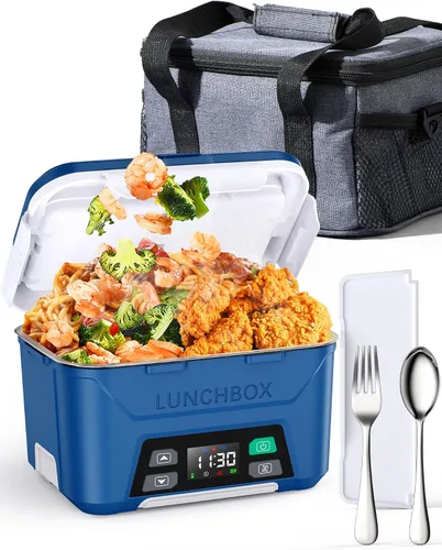 Miniatura 11 de EAST OAK Fiambrera eléctrica inalámbrica para adultos, lonchera calentada a pilas con calefacción automática, calentador de alimentos portátil