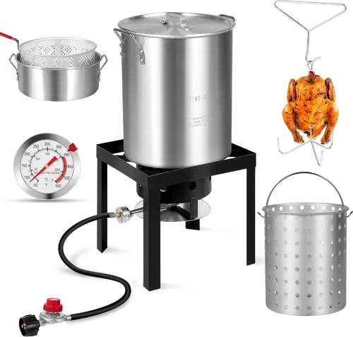 Miniatura 8 de OT1808-LID-Freidora de Propano con Olla Profunda Cuadrada de 18Qt – Cesta Colador de Aluminio de Alta Calidad para Freír Pescado, Olla para Mariscos